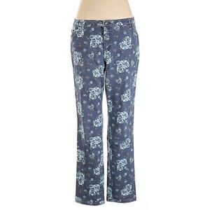 Woman Within Blue Floral Jeans